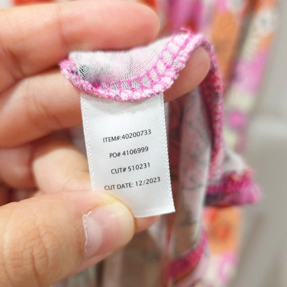 TORRID Super Soft Knit Jersey Floral Pink Orange Tiered Maxi Dress, Size 00, M/L - Picture 13 of 14